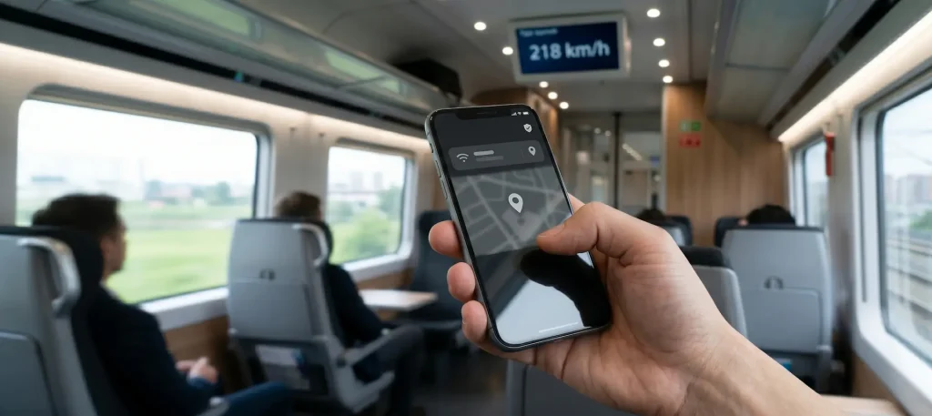 NordVPN mobilapplikasjon på smarttelefon for sikker surfing på offentlig Wi-Fi