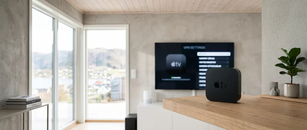 Apple TV enhet med nativ VPN app installert på tvOS